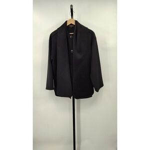 Quince Women Double-Faced Merino Wool Scarf Coat Black Outerwear XS